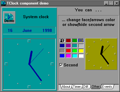 Screenshot of Analog clock component
