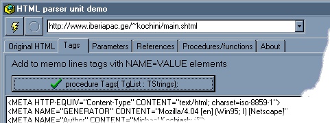 Screenshot of HTML parse unit 1.0