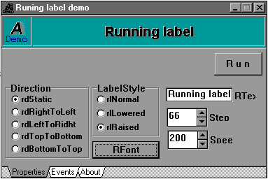 Screenshot of Running label component 1.0